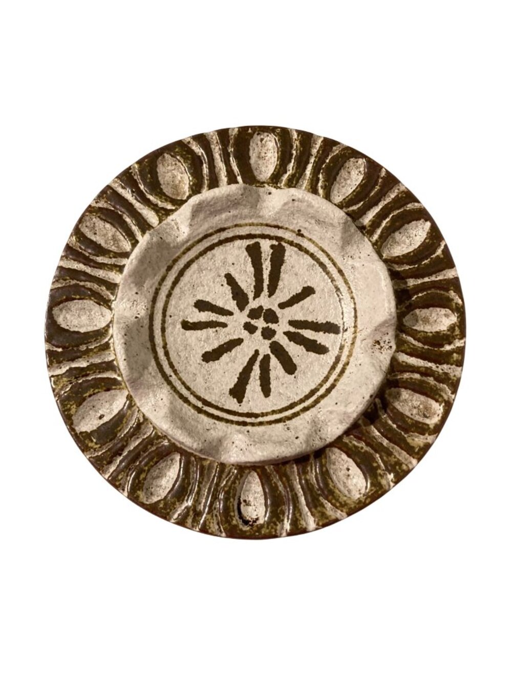 Vintage Pottery Treasure Craft Brown And White Ashtray